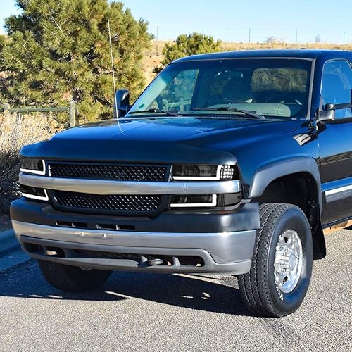 Miniatura 5 de PM PERFORMOTOR Par de lentes ahumadas LED DRL para faros delanteros compatibles con Silverado 1500 250001-02 Silverado 1500 HD 2500 HD 2500 HD