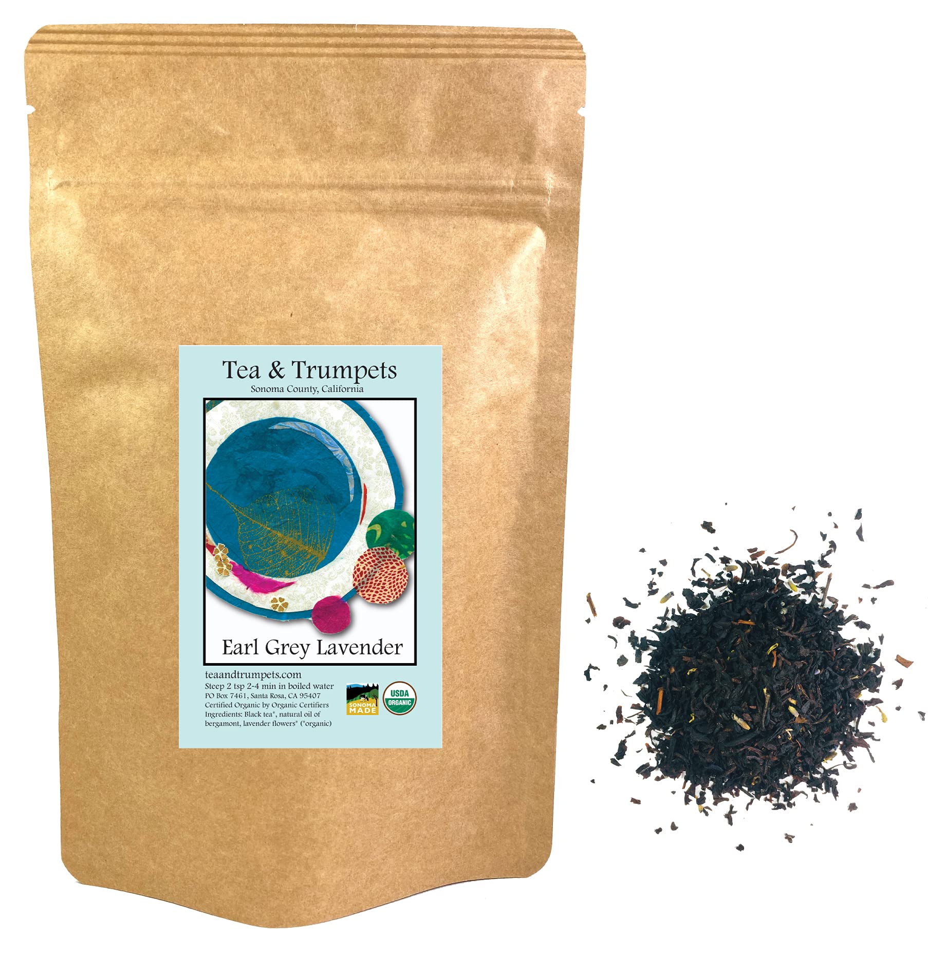 USDA Organic Earl Grey Lavender Loose Leaf Black Tea 8 oz