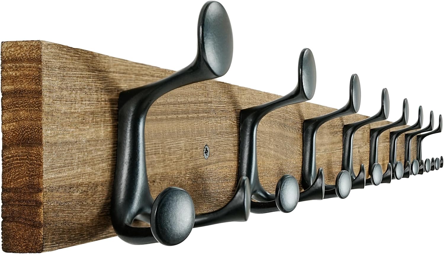 SKOLOO 43-Inch Wood Burnt Coat Rack Wall Mount with 8 Triple Hooks - Ideal for Family Entrances, Classrooms, and Pet Supplies Storage - Perfect Coat Hooks for Wall 43 inch(Pack of 1) Wood Burnt