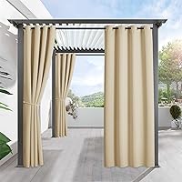 RYB HOME Waterproof Outdoor Blackout Curtains Patio Porch Gazebo Thermal Insulated Privacy 52x95 Biscotti Beige 1 Panel