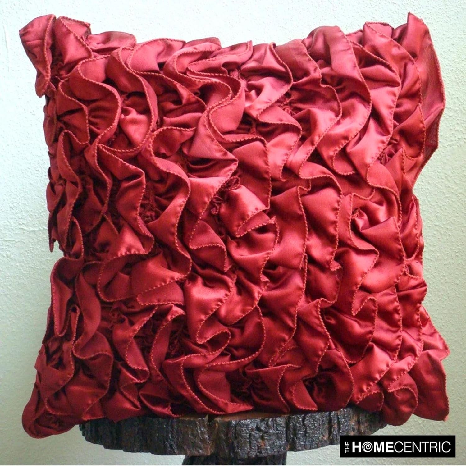 The HomeCentric Custom Pillow Case, Red Accent Pillows, Modern Solid Pillow Covers, Pillow Covers 12x12 inch (30x30 cm) Satin Square Pillows Cover, Vintage Ruffles Throw - Vintage Rubys