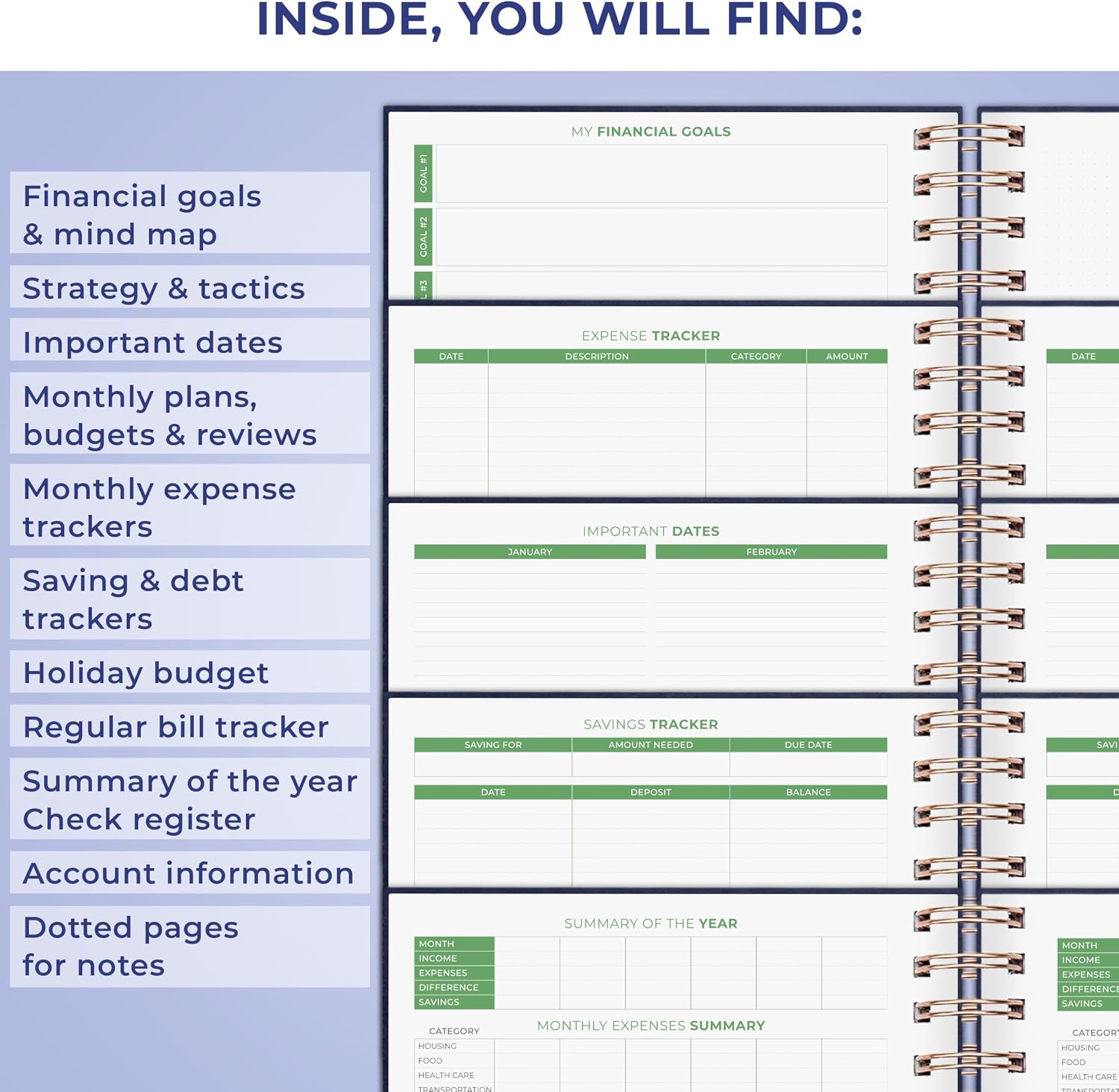 Clever Fox Budget Planner & Monthly Bill Organizer Notebook Letter Size – Bill Notebook Organizer Monthly Payment Tracker, 9.8×11.1" (Dark Blue)