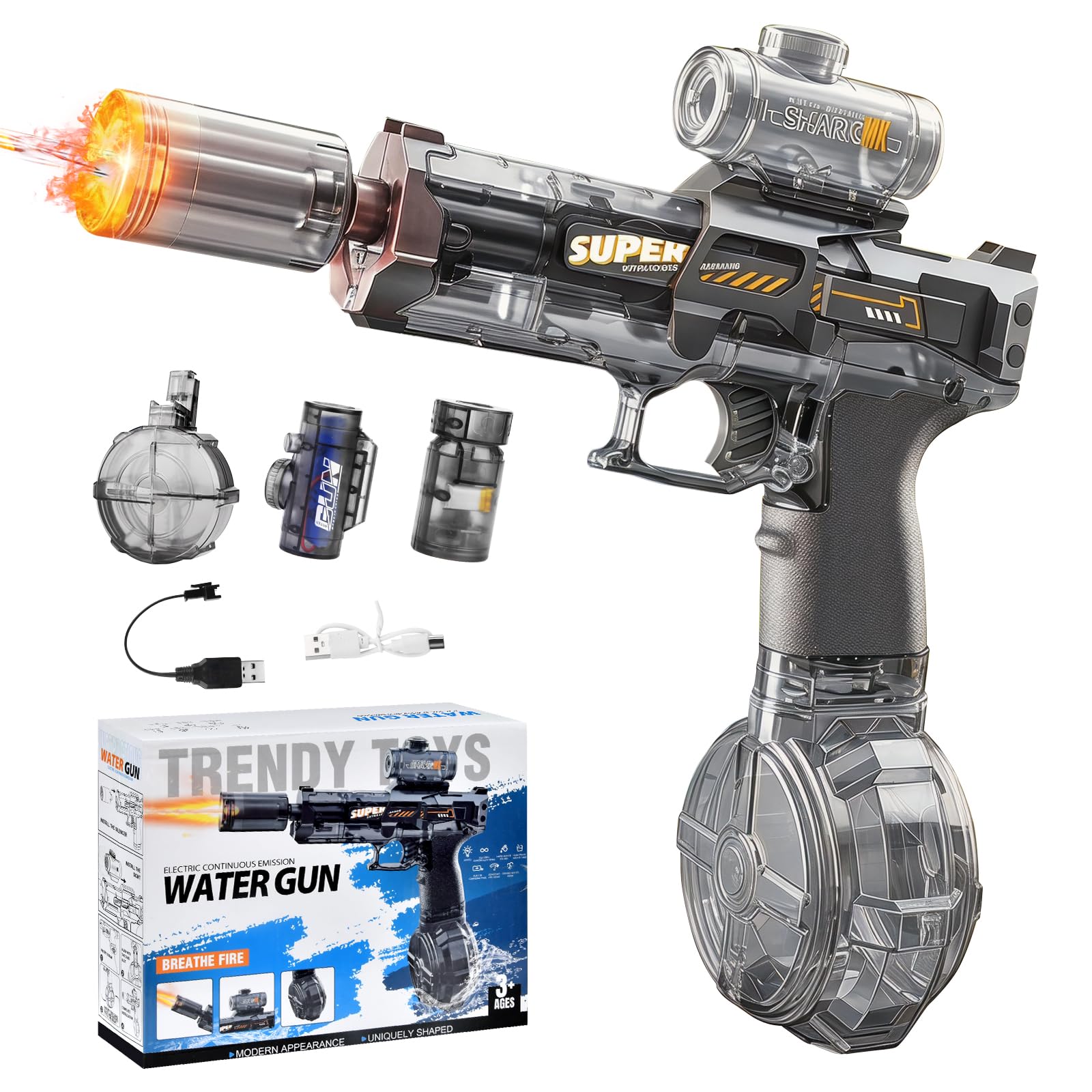 Electric Water Gun for Adults Kids, Water Pistol, Automatic Squirt Watergun Pistol with Spray Sound and Led Light, Water Pistols for Adults, Summer Water Toys for Outdoor, Beach, Pool Party