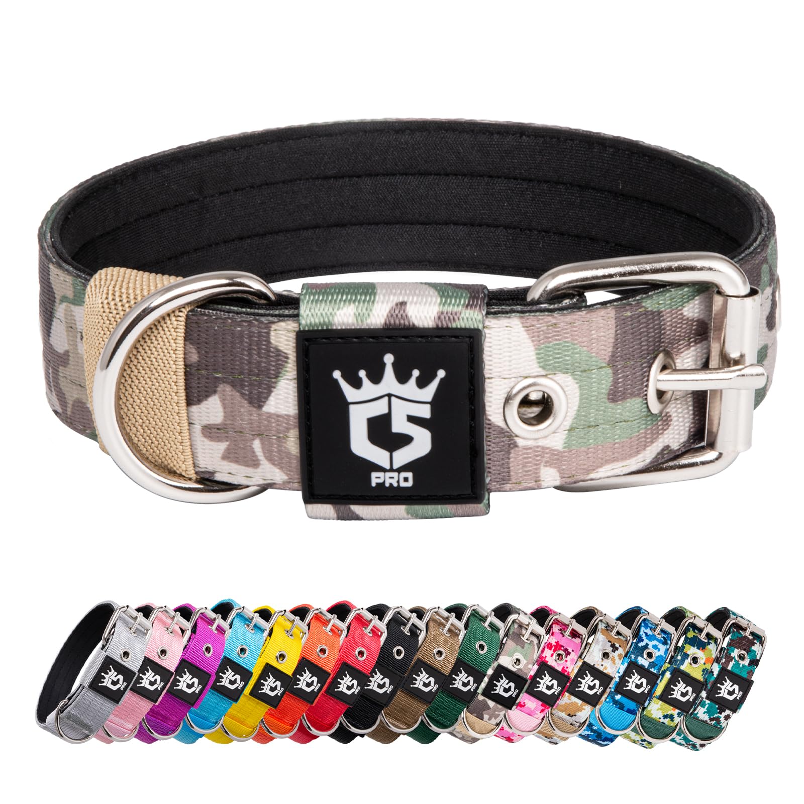 TSPRO Collar Táctico para Perros Ajustable, Collares con Broche de Metal Robusto, de 3,8 cm de Ancho, Duradero y Cómodo para Perros Medianos y Grandes (Camo Rosado M) — view 58