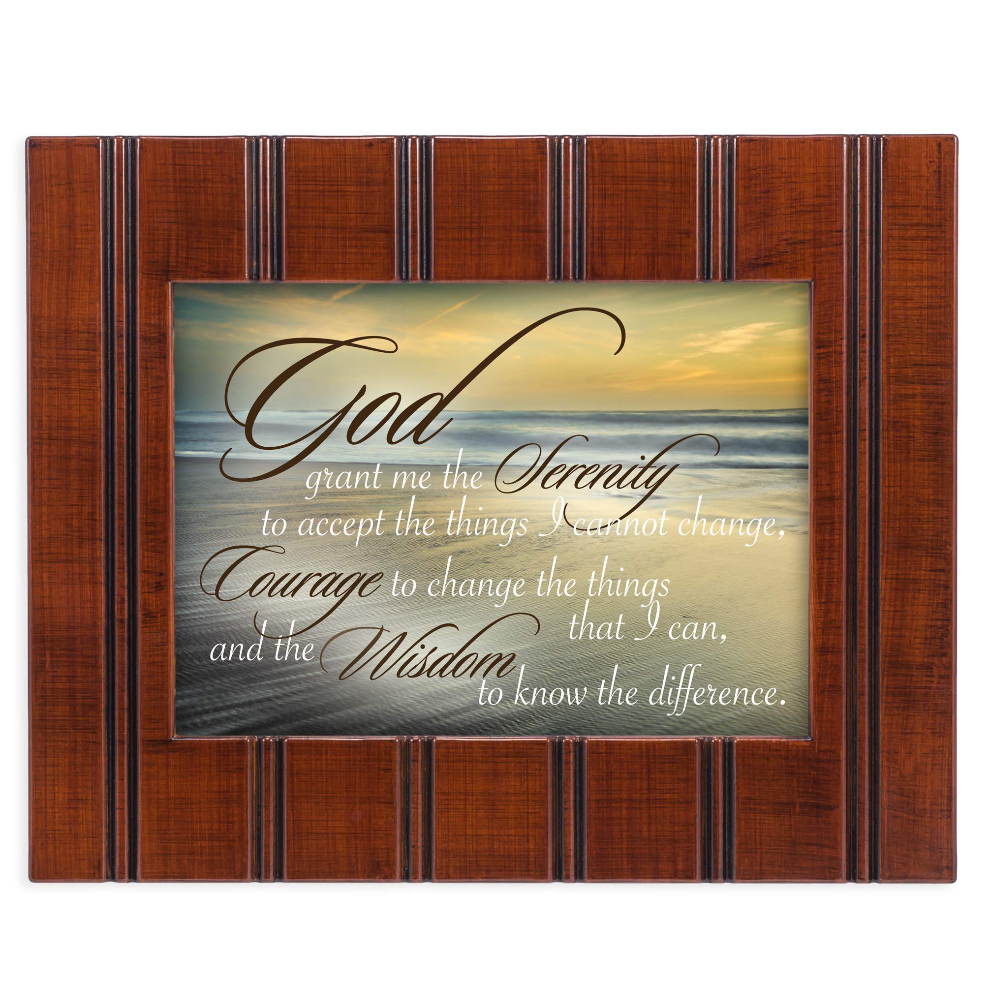 Cottage Garden Serenity Prayer Ocean Waves 8x10 Woodgrain Framed Art Wall Plaque Sign