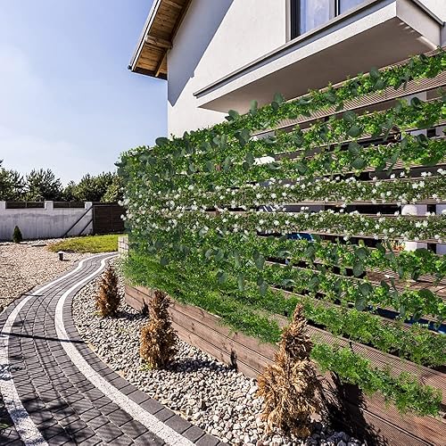 Miniatura 5 de Guirnalda de eucalipto artificial, paquete de 2 enredaderas de eucalipto de imitación de color plata sintética para mesa de manto, boda, fiesta,