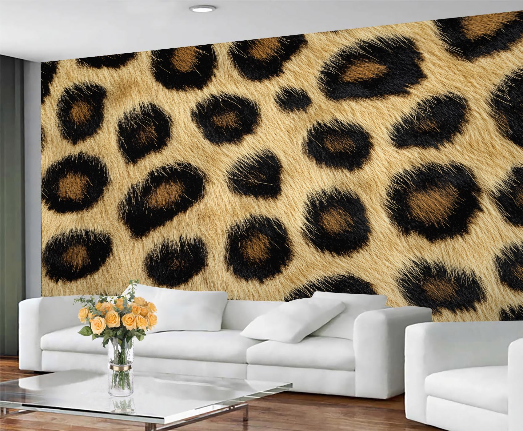 GIVLWF Cheetah Texture Wallpaper & Mural, Leopard Print Wallpaper for Living Room, Brown Bedroom Wall Paper, Non-Self-Adhesive, Murals for Walls
