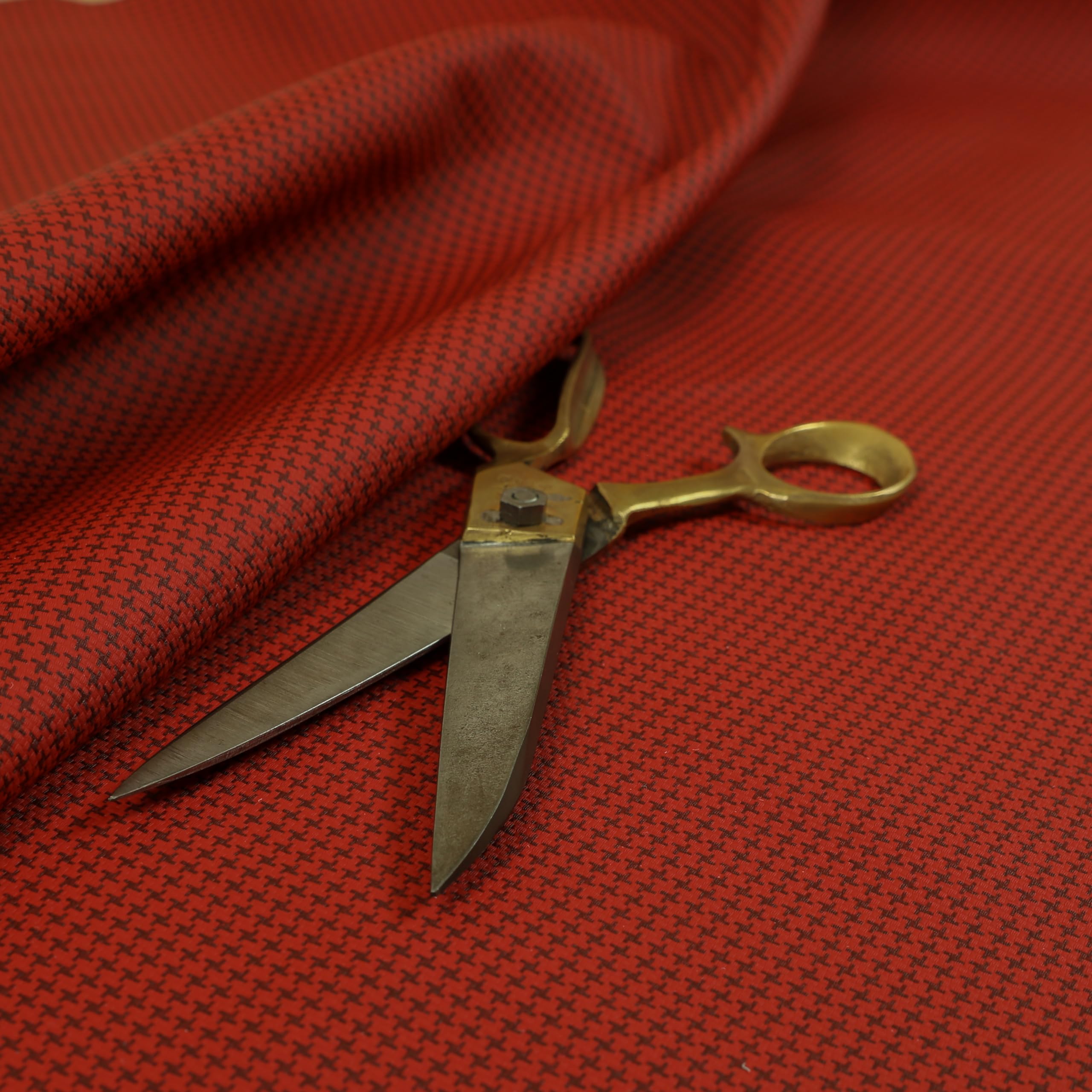 Redbrick Mill Fabrics Flame Retardant Modern Designer Houndstooth Pattern Faux Leather Red Vinyl Upholstery Fabric (1 Metre)