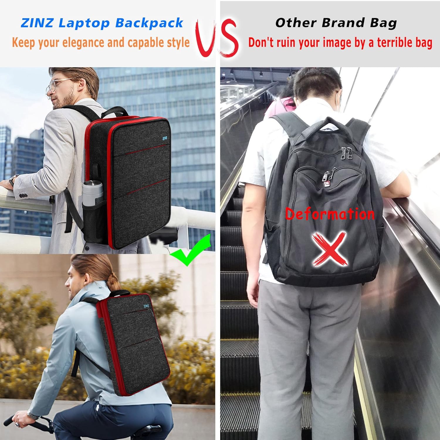 ZINZ Slim & Expandable Laptop Backpack 15 15.6 16 Inch Sleeve, Spill-Resistant Notebooks Bag Case for Most 14-16 Inch MacBooks Surface-Books Dell HP Lenovo Asus Computers,B01RD01 - Image 6