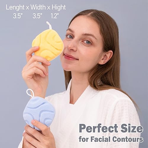 Miniatura 3 de myHomeBody Esponjas de lavado facial, limpiador facial para limpieza y exfoliación, removedor de maquillaje reutilizable, almohadillas exfoliantes,