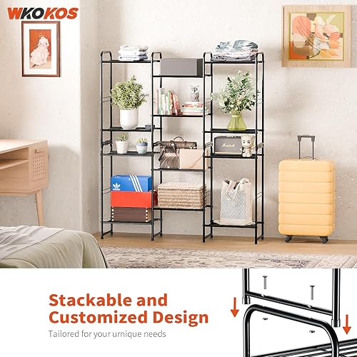 Miniatura 6 de wkokos Estantería de almacenamiento de acero de 3 niveles, organizador de acero, estante de alambre para el hogar, cocina, oficina, negro (11.8