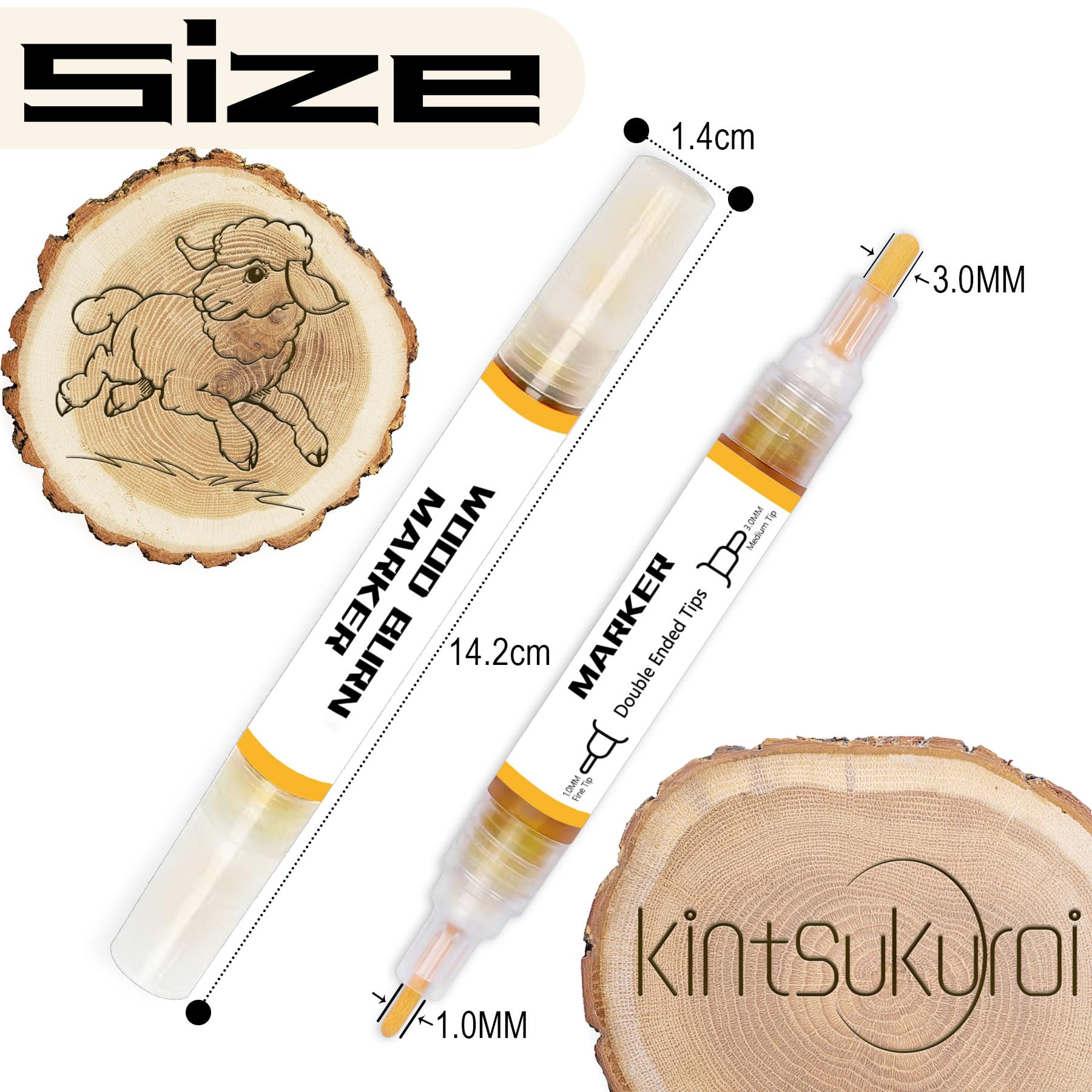 Kintsukuroi Lot de 4 marqueurs de combustion en bois pour brûler avec précision et facilement des motifs sur le bois et l'artisanat, convient pour