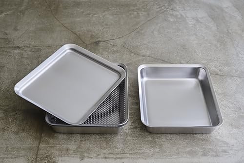 Miniatura 3 de LB-008 Tsubamesanjo - Colador cuadrado de acero inoxidable, 8.3 in, fabricado en Japón