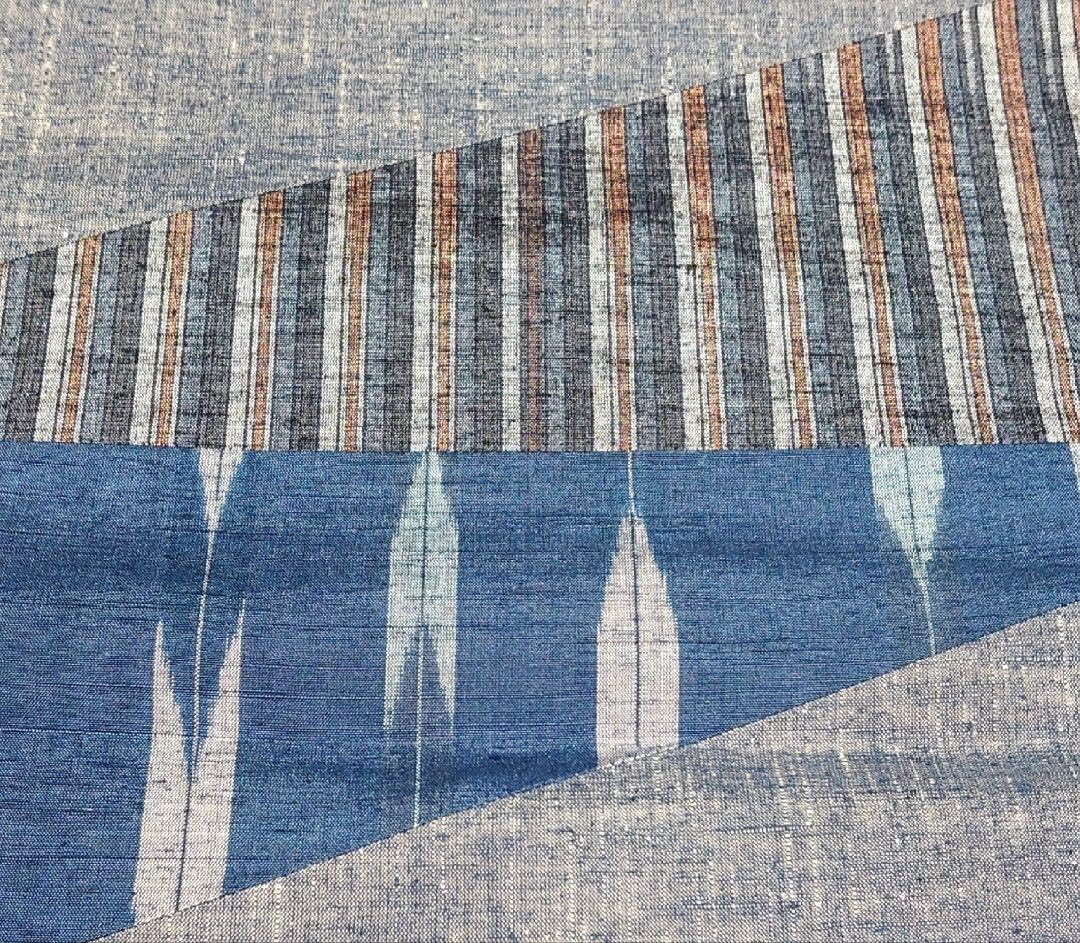 Amazon.co.jp: 1951.リバーシブル 真綿紬 紬帯 切嵌 矢羽 縦縞 袋帯 全  