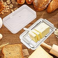 Vista 3 de Caja cortadora de mantequilla de acero inoxidable, recipiente para mantequilla con cubierta transparente, suministros de cocina