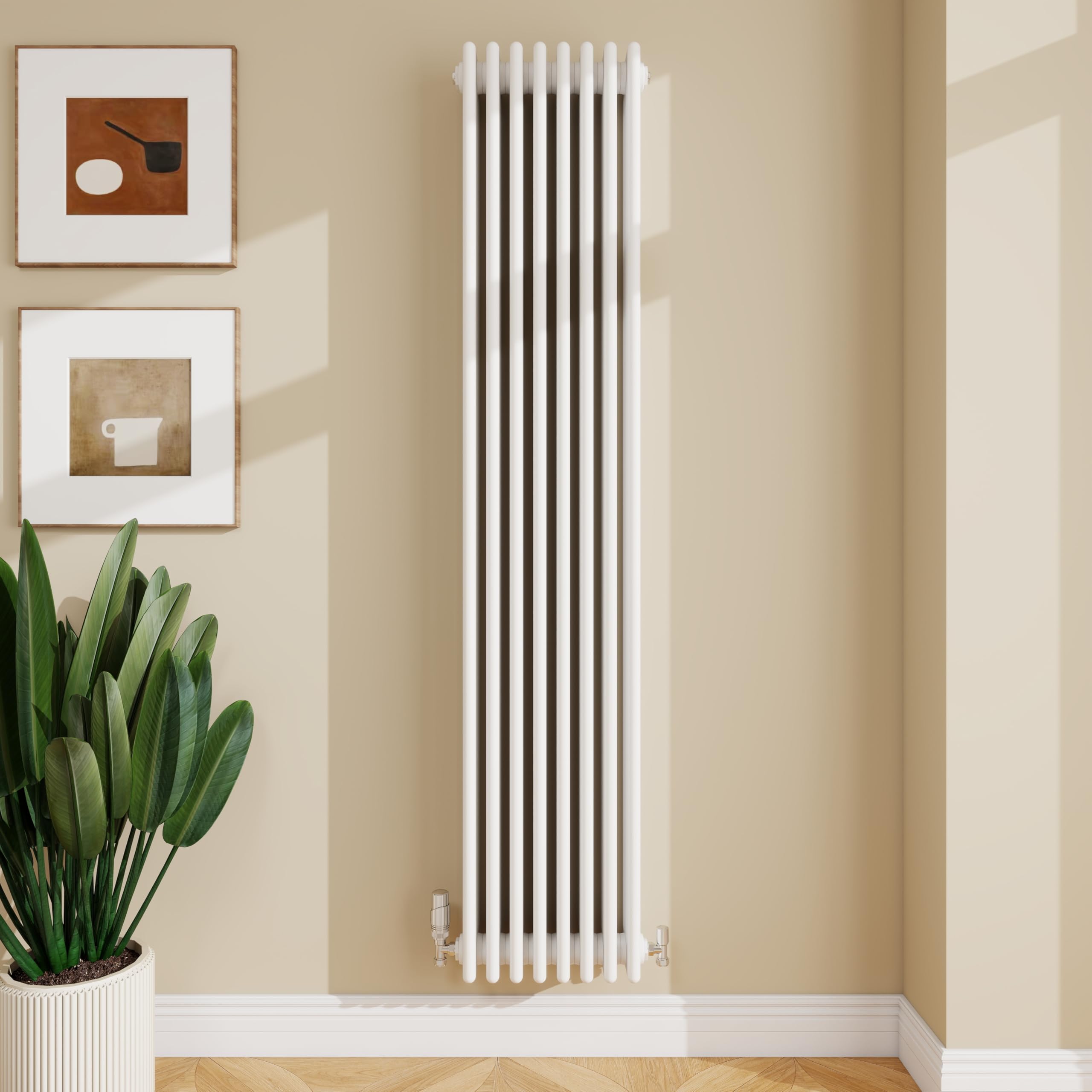 SLINE SANITARY 1800x380mm Cast Iron Style Traditional 4 Column Vertical White Central Heating Radiator