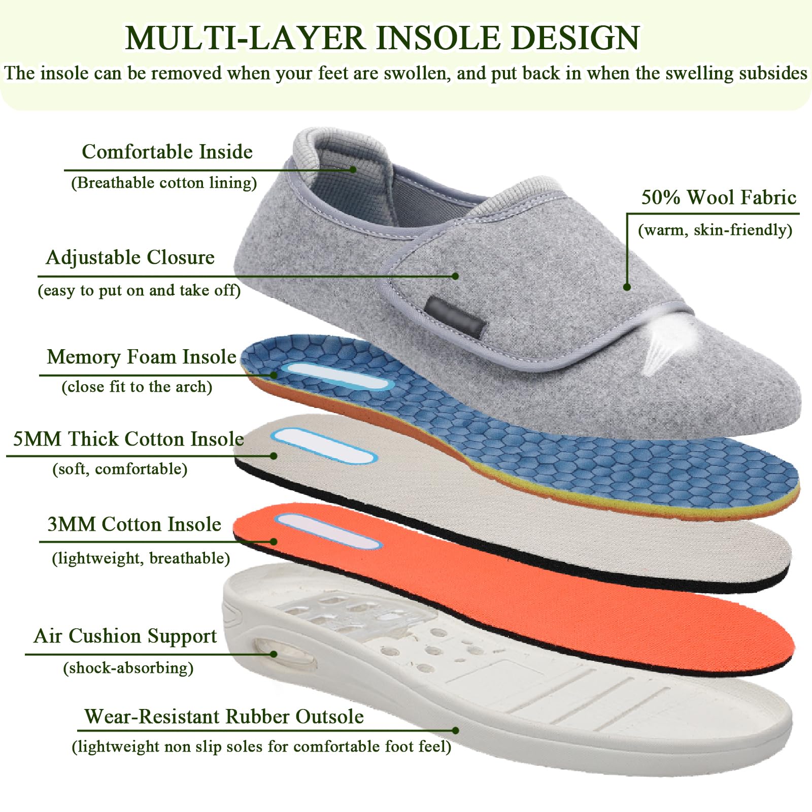 Zapatos para Caminar con Cierre Ajustable para Mujer Hombres