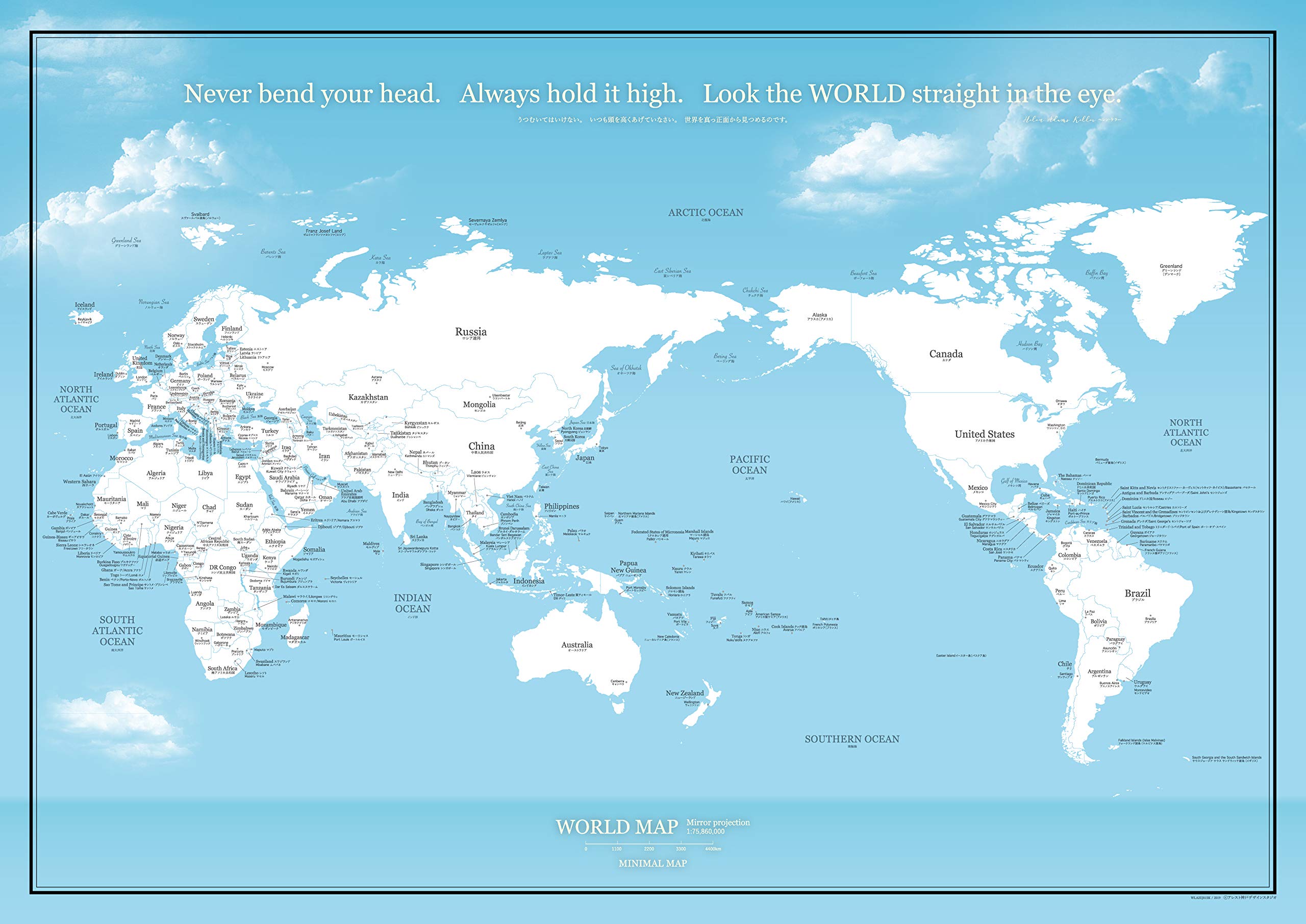 Amazon.co.jp: Minimalist Map World Map Simple Stylish Interior