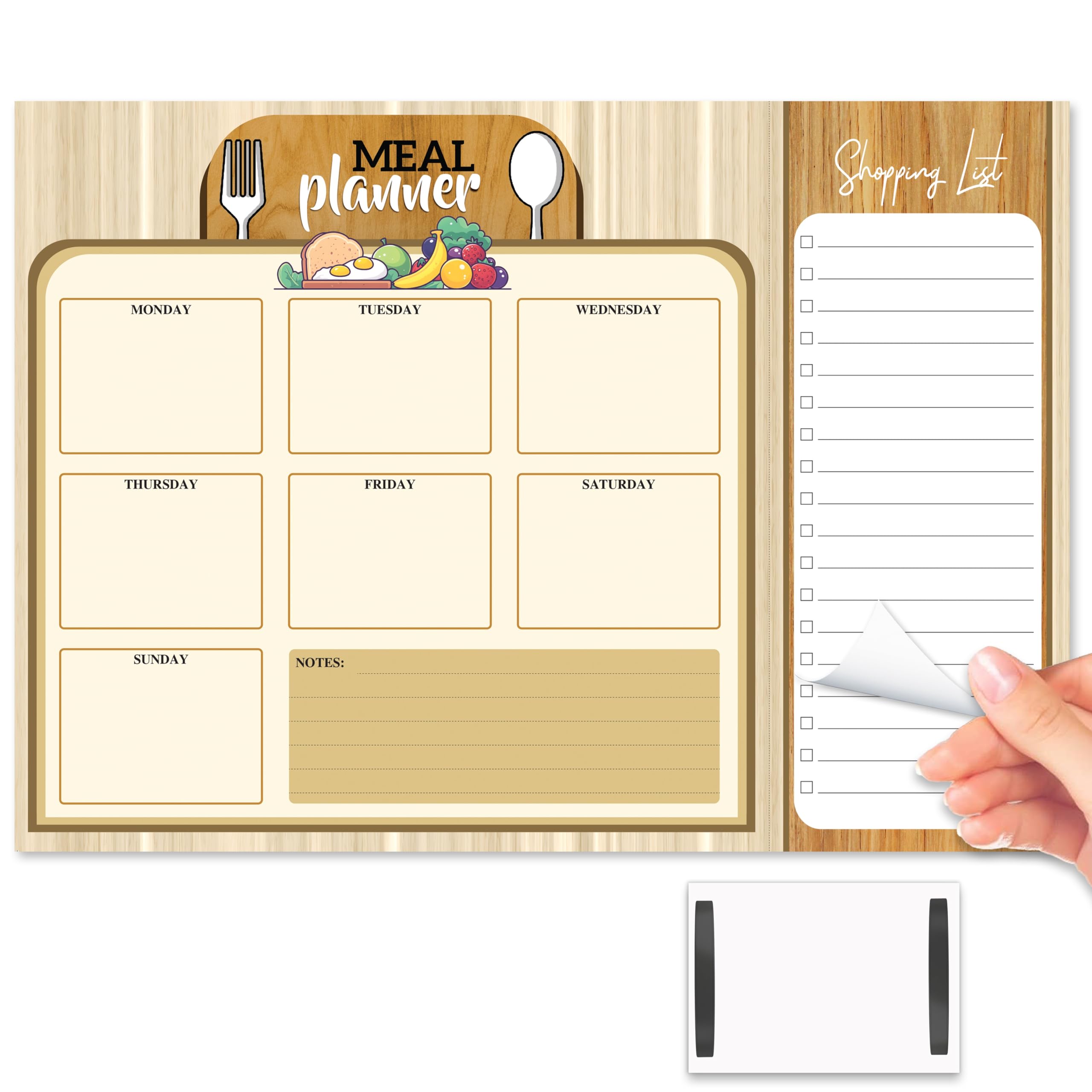 Giftinghouse Meal Planner and Shopping List | 62 Tear-off Pages | Shopping List Pad | Double Magnetic Meal Planner for Fridge Notepads with Grocery List | Weekly/Daily Food Planning