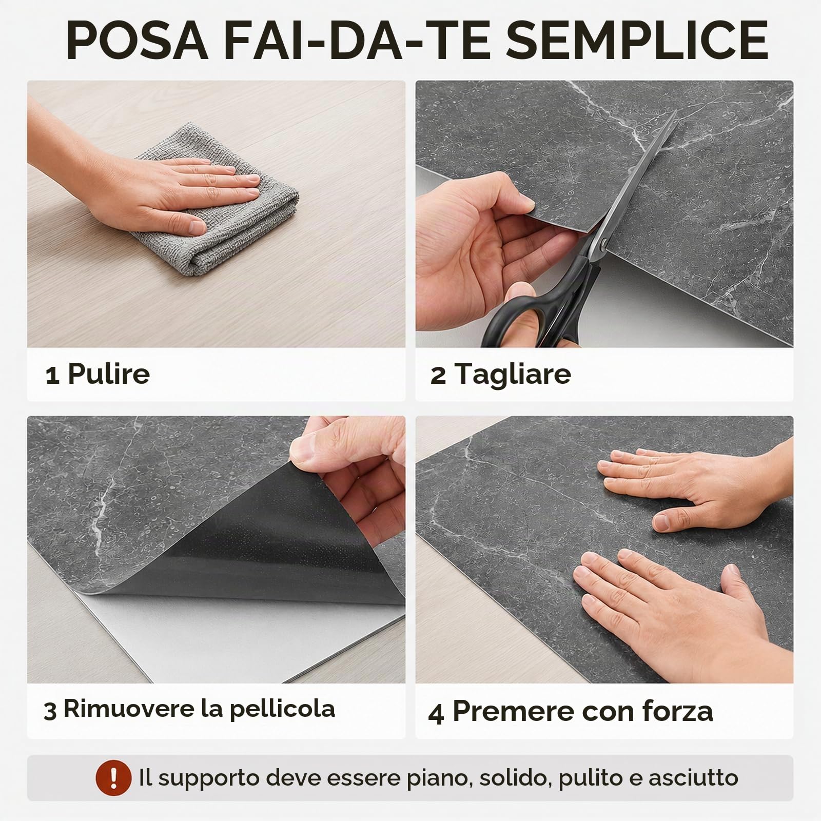 CYEER 40 pezzi 30x30CM Pavimento autoadesivo in PVC, Pavimento in vinile autoadesivo grigio, Piastrelle autoadesive per cucina, soggiorno, bagno (grigio marmorizzato)