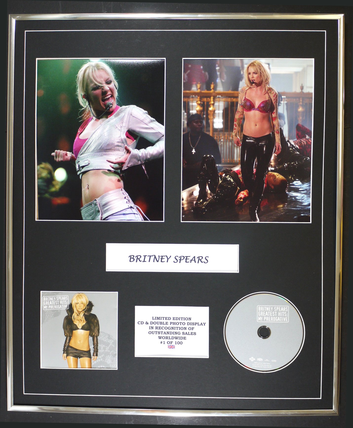CD & DOUBLE PHOTO DISPLAY BRITNEY SPEARS LTD. EDITION/COA/GREATEST HITS: MY PREROGATIVE