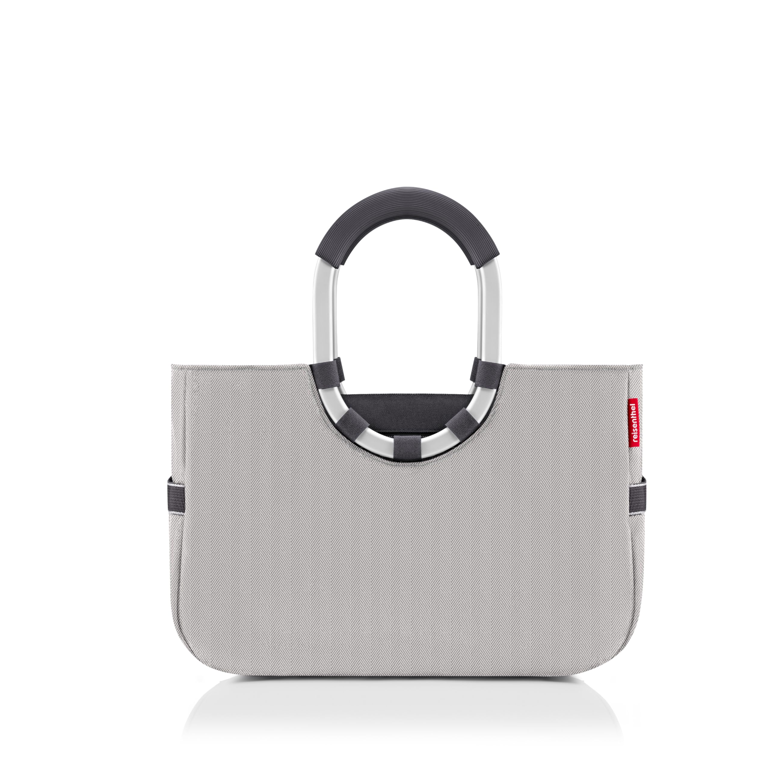 reisenthel loopshopper M herringbone grey – Stabile Tasche mit praktischen Fächern aus recycelten PET-Flaschen – Eleganz beim Einkaufen, viel Funktion inklusive!