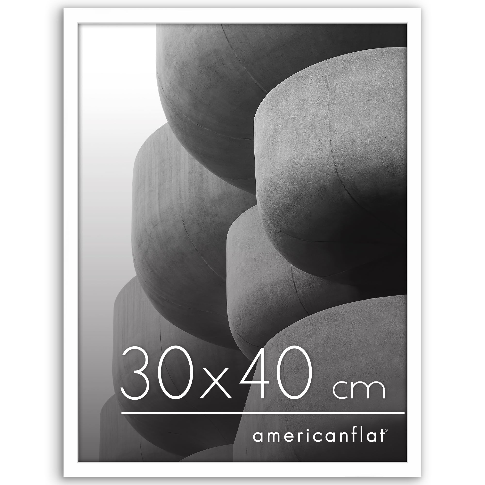Americanflat 30x40 cm Picture Frame with Polished Plexi Cover - Streamline Collection - Thin Border Picture Frame for Wall Display - Hanging Hardware Included - White