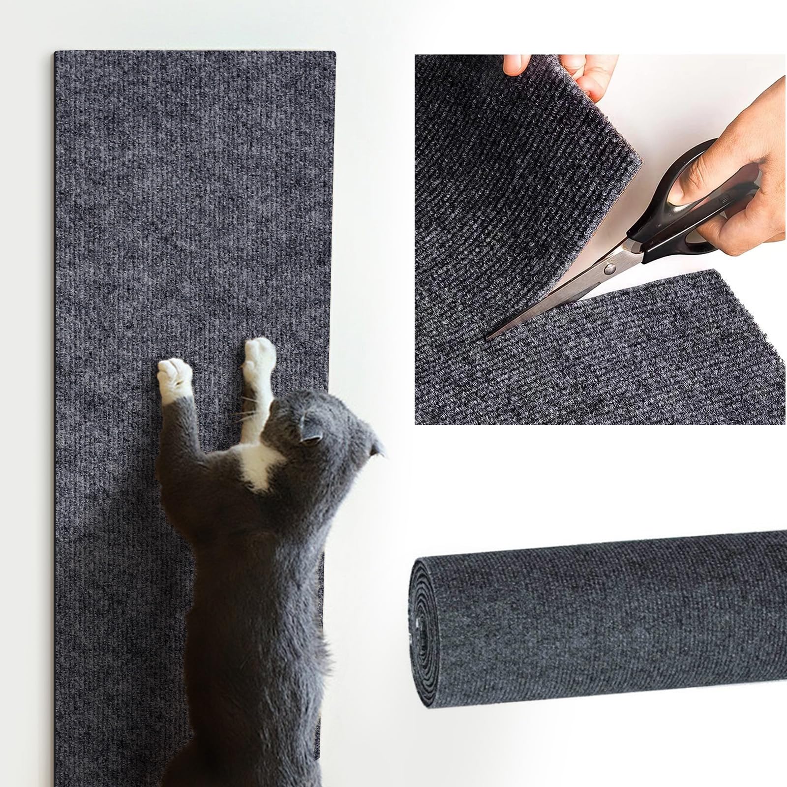 Cat Scratch Furniture Protector, 78.7" x 15.8" Self-Adhesive Cat Scratch Carpet, Couch Protector from Claws for Scratch Post Cat Tree Shelves Wall,
