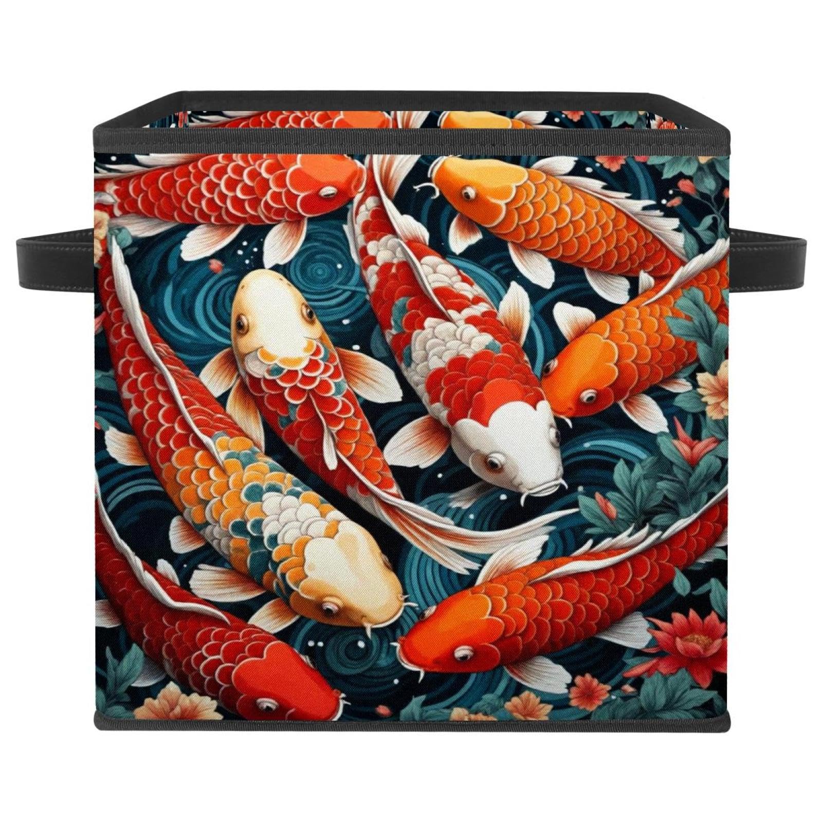 Boîte de rangement carpe koï en tissu Oxford durable à double poignées
