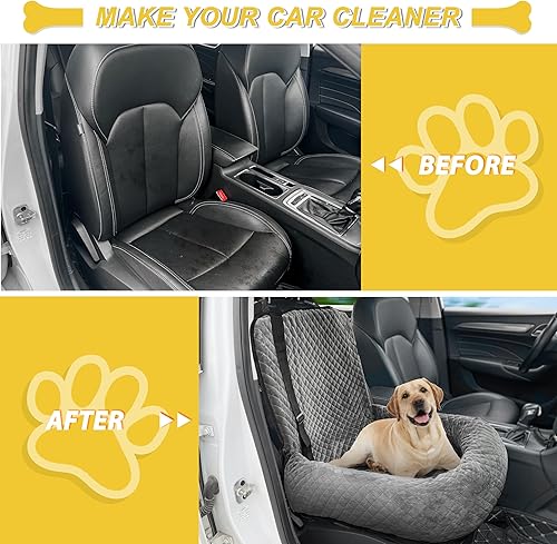 Miniatura 10 de Asiento de automóvil para perros pequeños, asiento de automóvil para perros medianos pequeños, el asiento de automóvil para perros es seguro y