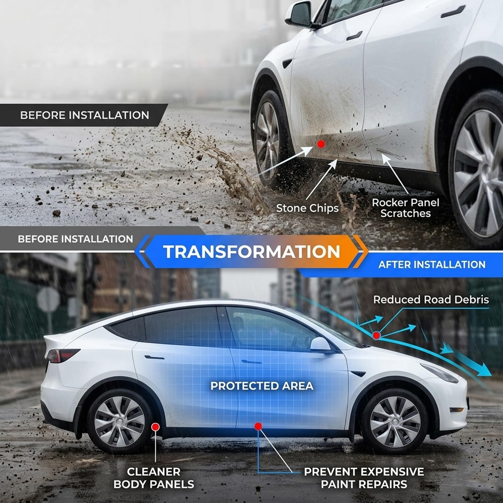 4 Pezzi Parafanghi, Paraspruzzi per Auto per Tesla Model Y, Accessori Auto Tuning, 2026 2025 Model Y, Non Necessaria Foratura, Forte Tenacità, Protezione Da Fango e Sassi