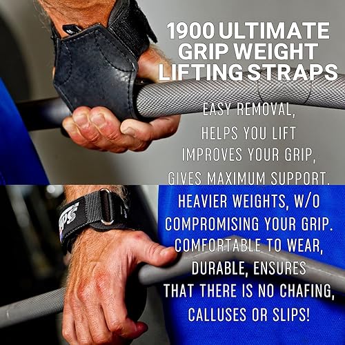 Miniatura 2 de Schiek Sports 1900 Ultimate Hand Grip - Empuñaduras de neopreno de 0.354 in de grosor para levantamiento de pesas - Agarre seguro antideslizante