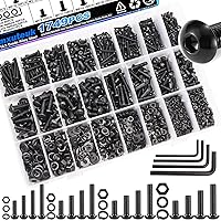 Vista 34 de mxuteuk Juego de tornillos métricos y pernos de brida, kit surtido de tuercas y pernos M2/M3/M4/M5/M6/M8/M10, tornillos de máquina de acero