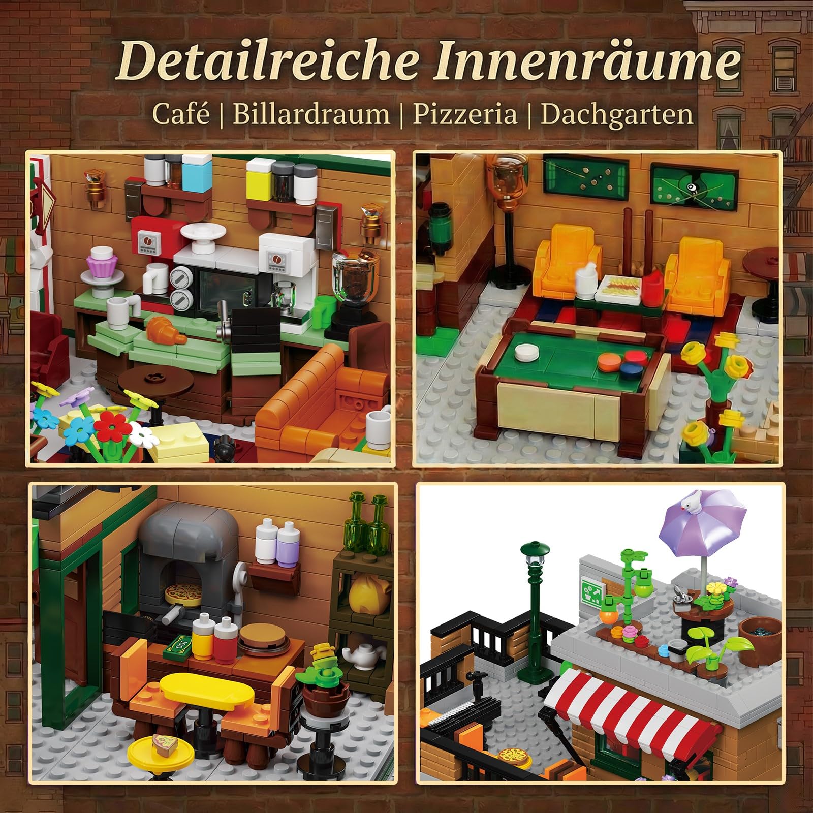 Friends Coffee Shop Klemmbausteine - 3570 Teile City Central Cafe Haus Modular Building, Dreistöckiges Architektur Bauset für Erwachsene Kompatibel mit Barweer BWR102
