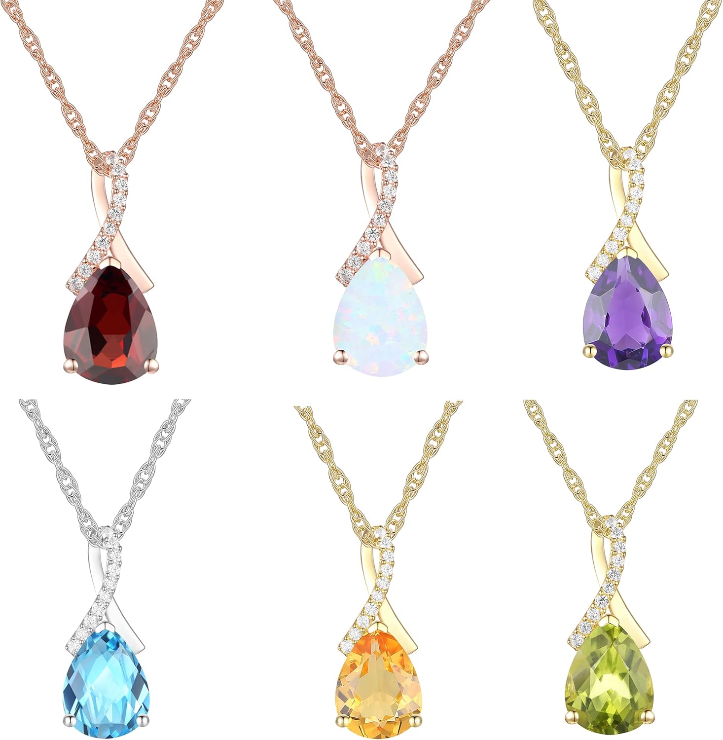 Sterling Silver Gemstone and Created White Sapphire Pendant w/ 18" Chain 9x7 Stone - Image 6