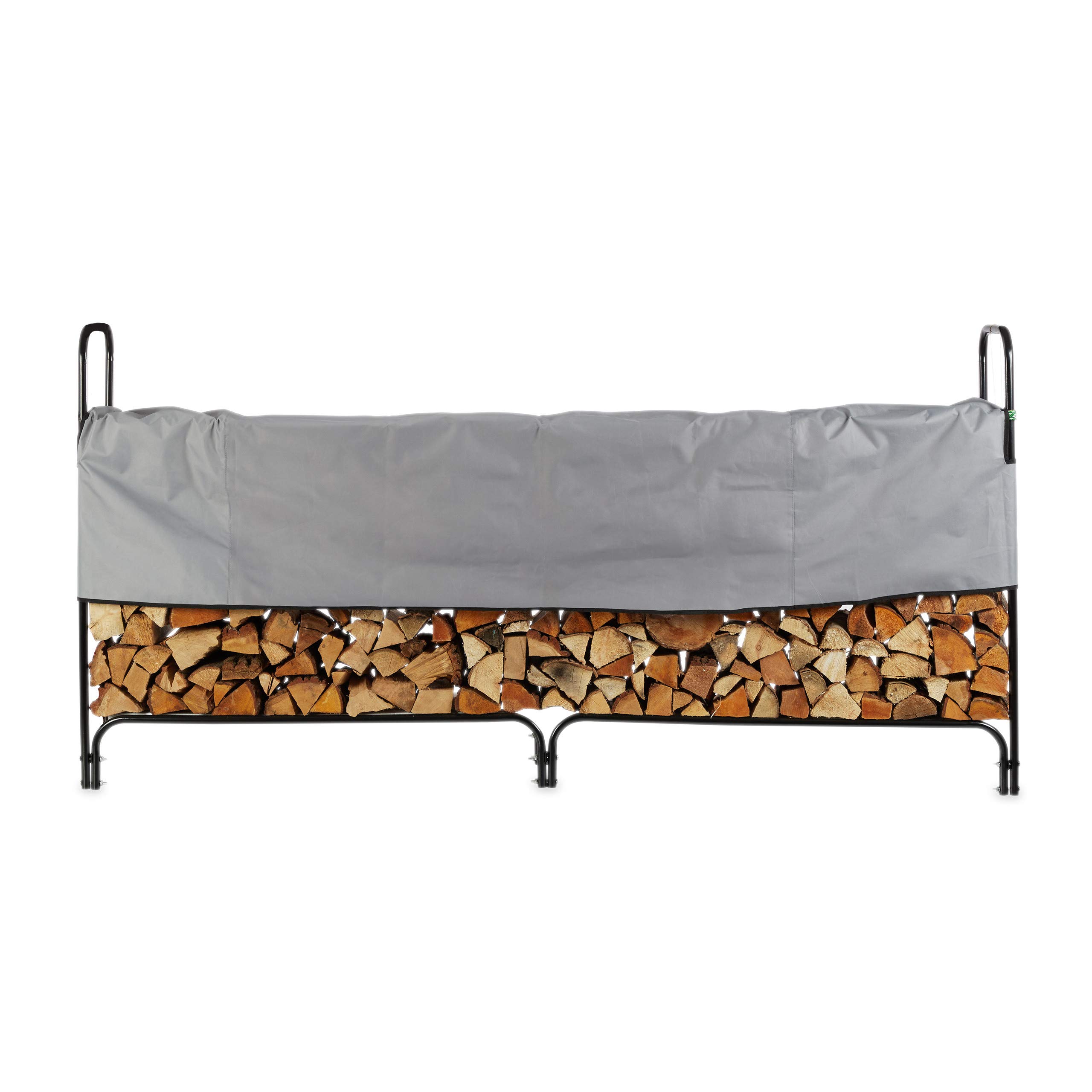 Relaxdays Leñero Exterior, Leñera Interior, con Cubierta, Acero, 122 x 245 x 40 cm, Negro