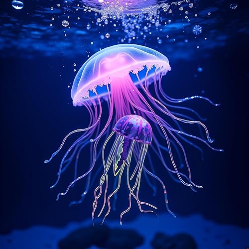 Miniatura 2 de Medusa artificial púrpura brillante adecuada para pecera, decoración de acuario, adornos populares, decoración de acuario, adornos temáticos