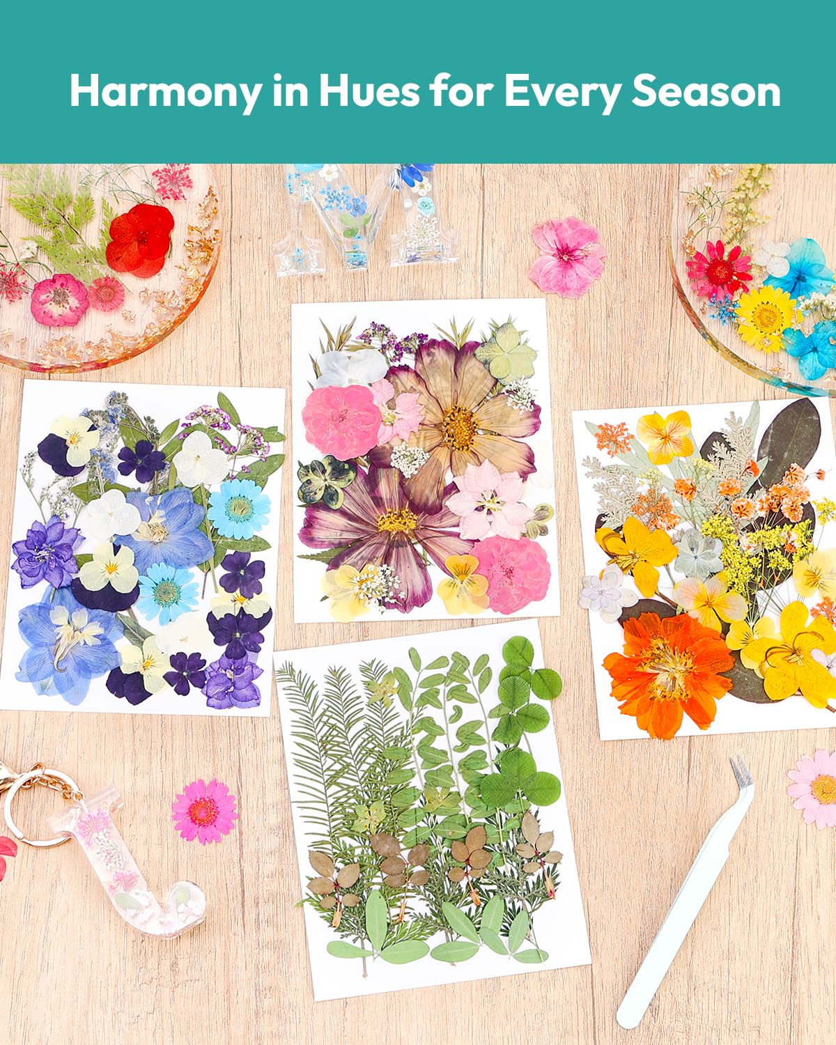 Dried Flowers, Resiners 100Pcs Pressed Flowers for Resin Soap Candle Scrapbook Supplies Card - Image 2