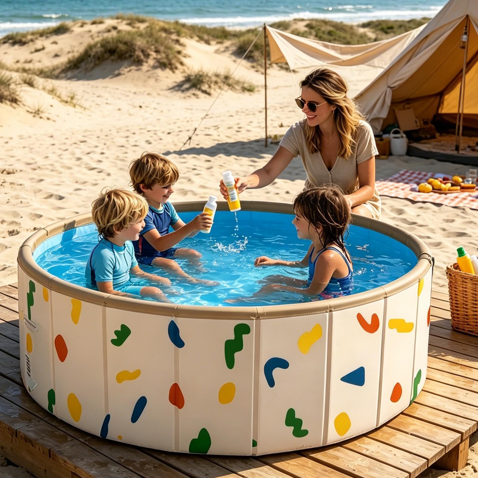 Piscina Infantil Portátil Antideslizante No Inflable | Piscina Plegable Infantil para Verano, y Diversión para Exteriores Playa Patio Trasero Verano Camping Viaje Hogar Cuarto de