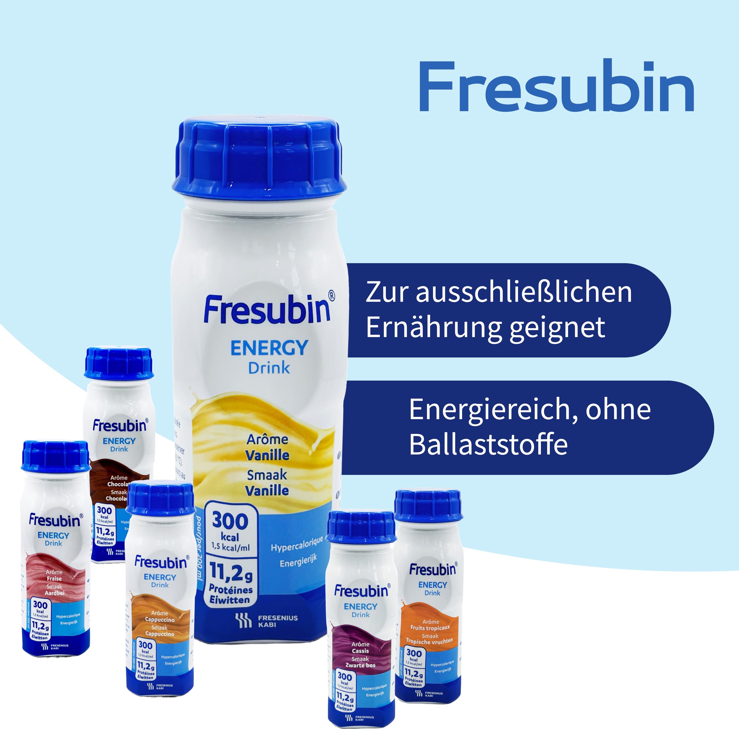 Fresubin Energy Drink Mischkarton Hochkalorische Trinknahrung 300 kcal 200 ml 24er Pack 6 Geschmacksrichtungen