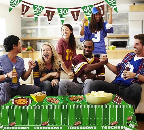 Miniatura 4 de Decoraciones de fiesta de fútbol, juego de suministros para fiesta de fútbol con platos, servilletas, pancarta y mantel, kit de decoración de fiesta