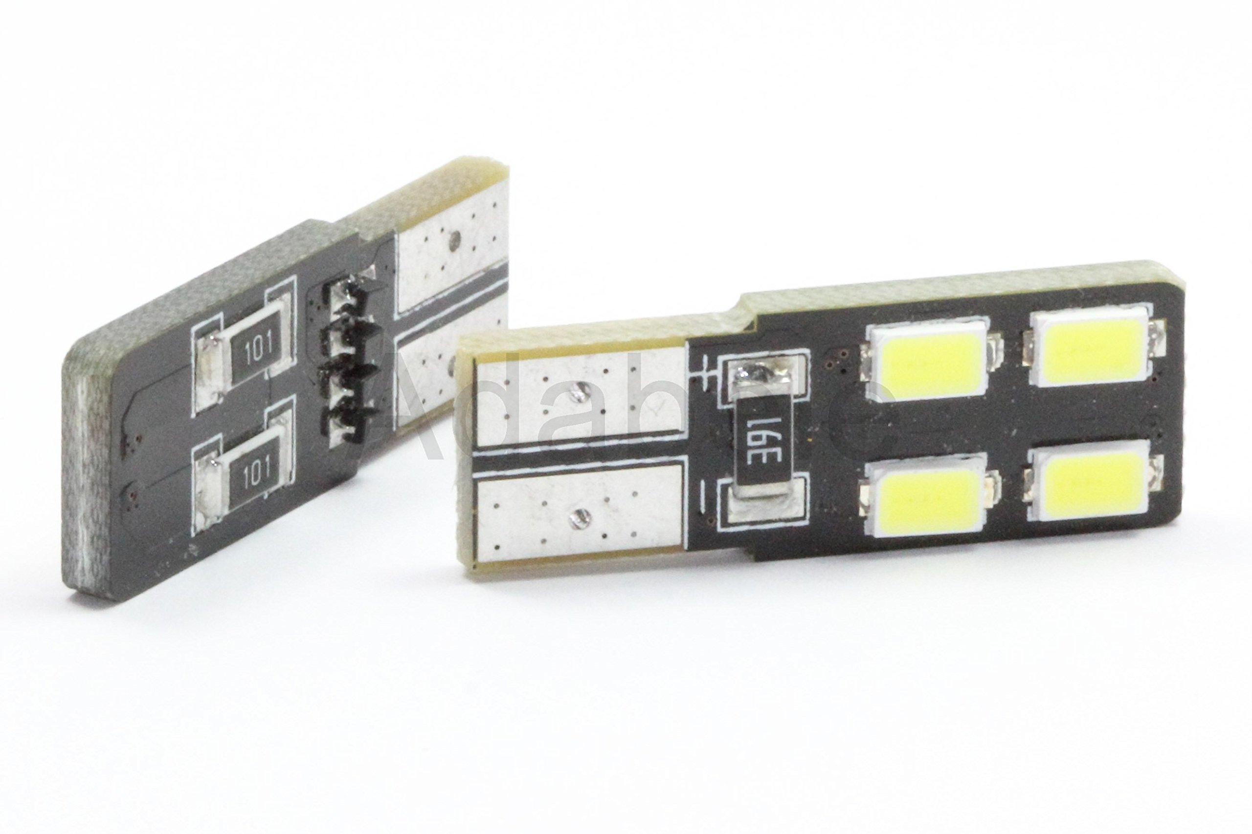 2pcs Universal White High Power License Plate LED Canbus Error Free T10 4-SMD LEDS Car Light Bulb Replacement For W5W, 147, 152, 158, 159, 168, 184, 193, 194, 2825 L13