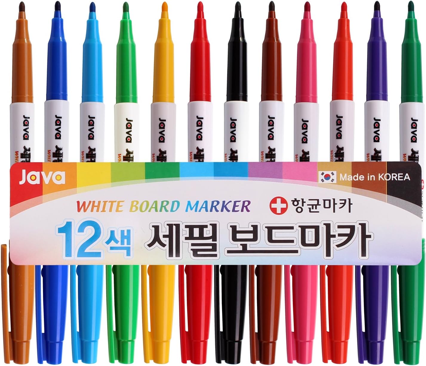 Java Pen Extra Fine 2.4mm Nip White Board Marker Pens (Pack of 12 Colors)