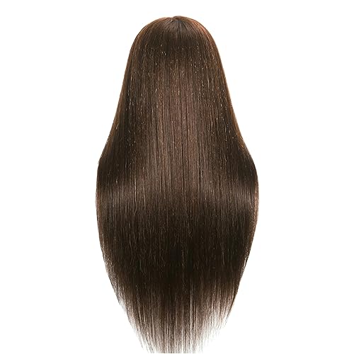 Miniatura 3 de FUGUIRENHAIR - Cabeza de maniquí de cabello humano real de 30 pulgadas, 80% cabello humano, para entrenamiento, cosmetología, con soporte