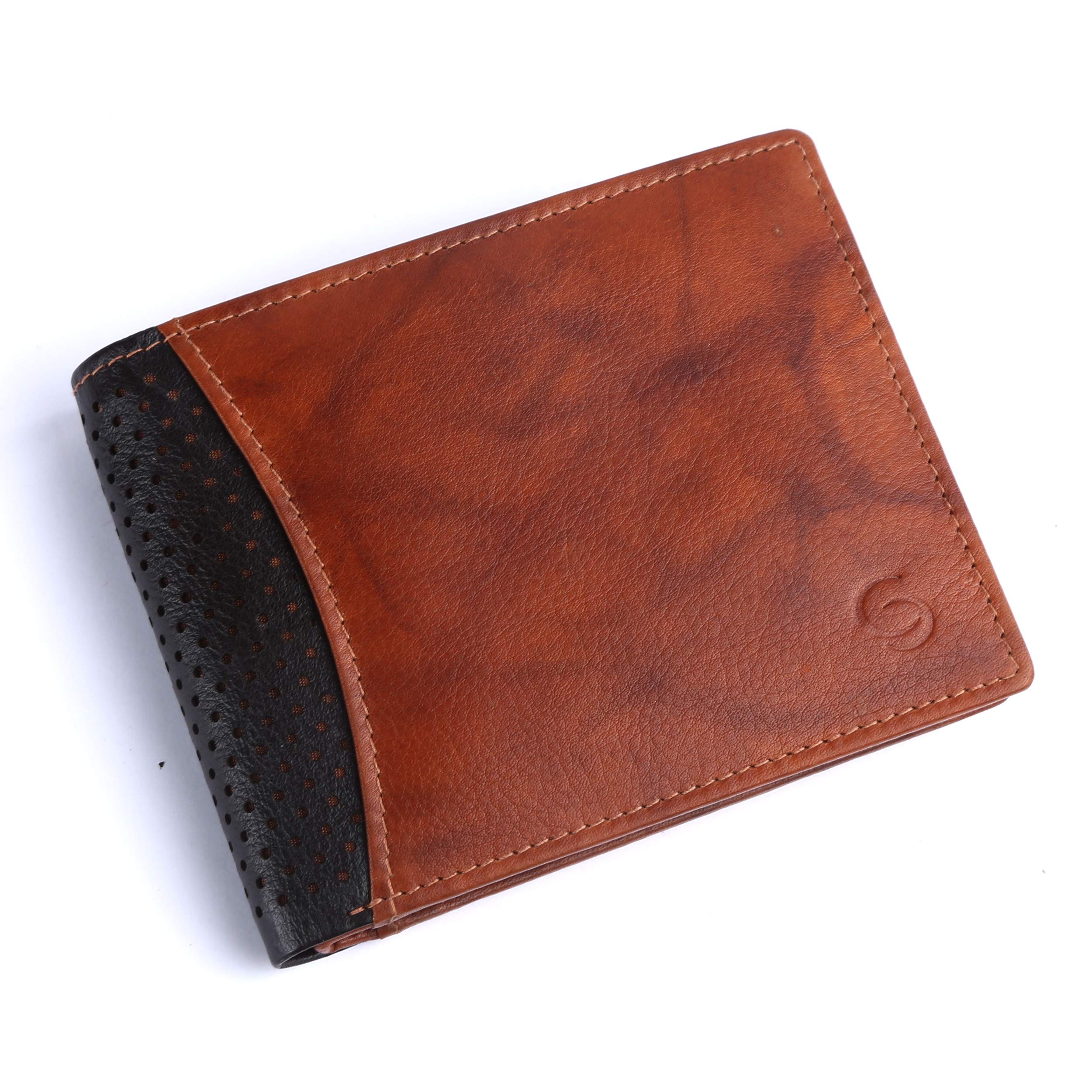 GETOREE Teak Tan Genuine Leather RFID Wallets for Men I 7 Credit/Debit Card Slots I 2 Secret compartments I 1 Zip Compartment| 1 Coin Pocket & 2 Currency Compartments