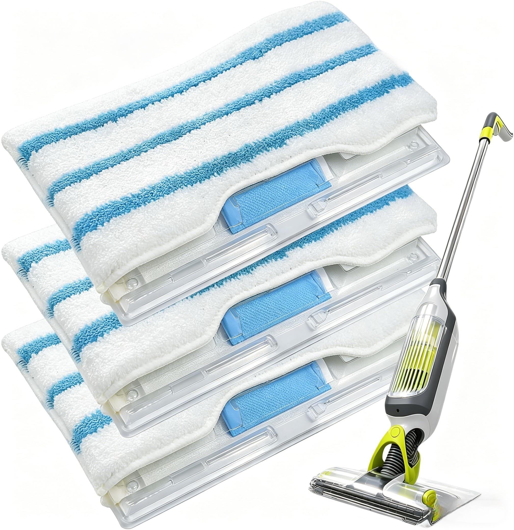 Xygobla Blue 3 Refills For Shark Vacmop Pads,Reusable Pad Refills Compatible With Shark Vacmop Vacuum Spray Mop For Vm252,Vm250,Vm205,Vm190,Vm200,Vc205,Qm250 Washable Microfiber Pad With 3 Dirt Chambers