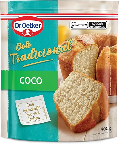 Dr. Oetker Bolo Tradicional Sabor Coco, Fácil Preparo, Mistura Pronta para Massa, Sobremesa Fofinha e Saborosa, 400g