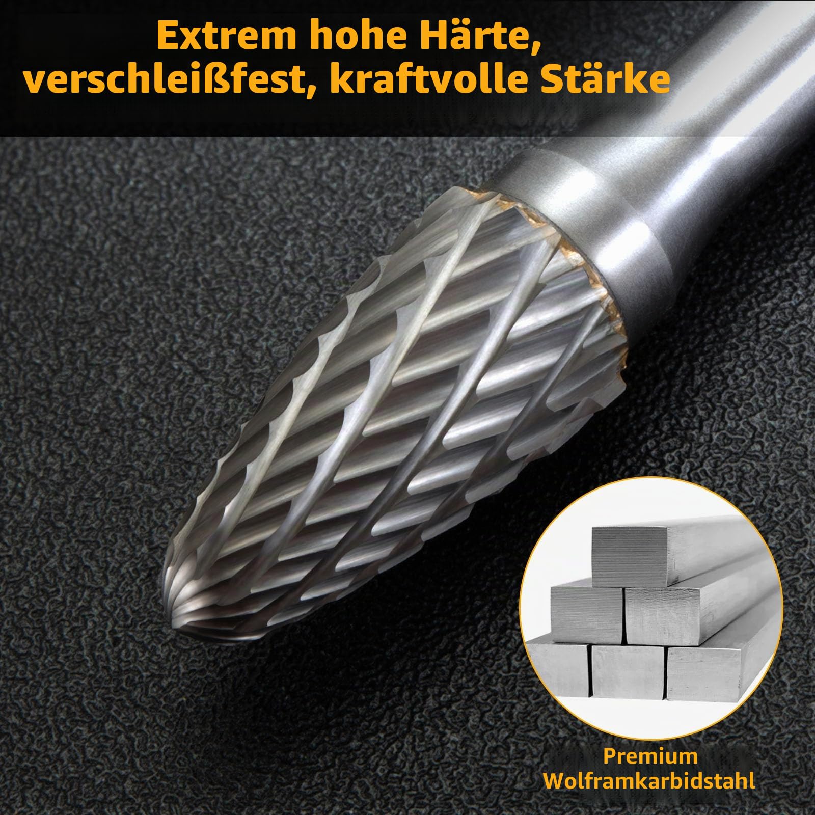 Hartmetall Frässtifte Set, 10 Stück Doppelschnitt mit 6mm Schaft Rotationsfräser Bits Raspel Set für Holz, Stahl, Metall, Polieren, Gravieren und Bohren