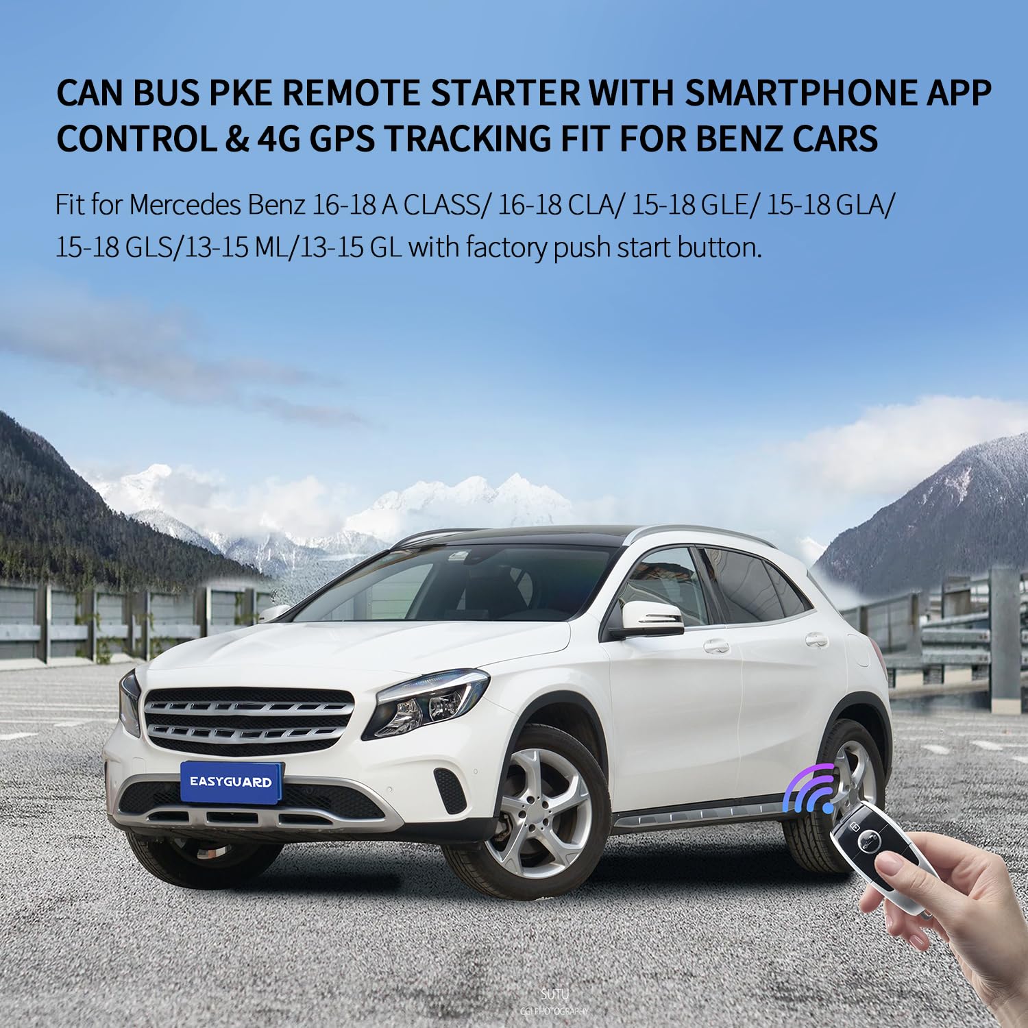 EASYGUARD PKE Remote Starter NFC Lock Unlock System Only Fit for Mercedes Benz 16-18 A CLASS/16-18 CLA/ 15-18 GLE/ 15-18 GLA/15-18 GLS/13-15 ML/13-15 GL with Factory Push Start Button.