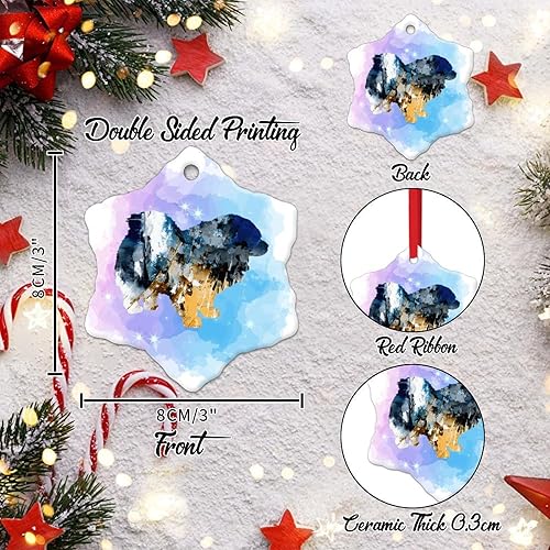 Miniatura 10 de Adorno de regalo para amantes de los perros, adorno para árbol de Navidad, acuarela, perro, Chow Chow, novedoso adorno de cerámica para árbol de